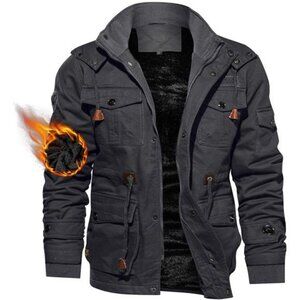 TACVASEN Men's Winter Jacket Cotton Military Jackets Fleece Lined Thick Work